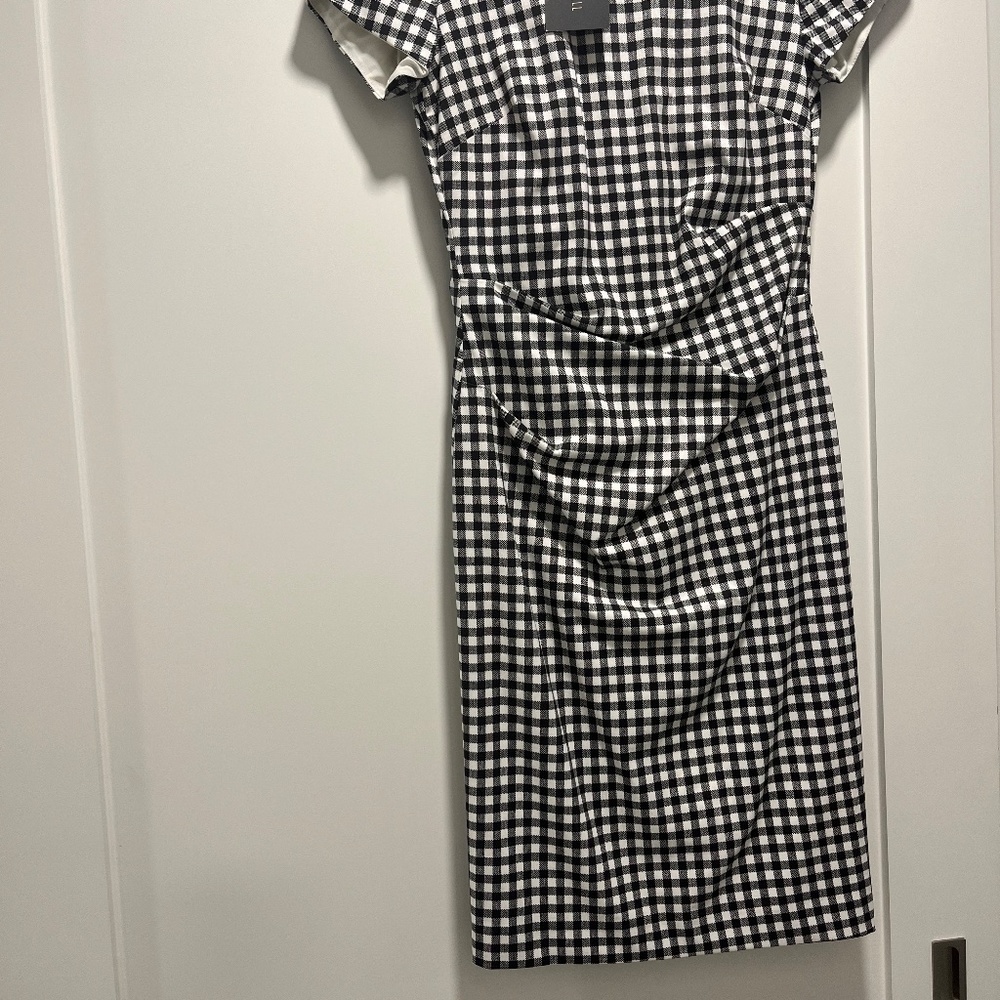 Sara Cambell New with tags ruched black white check dress